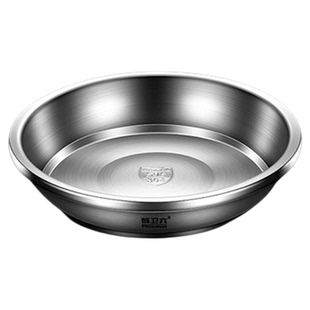 加厚单层不锈钢盘家用304食品级带盖饺子盘牛排盘菜盘碟子圆餐盘