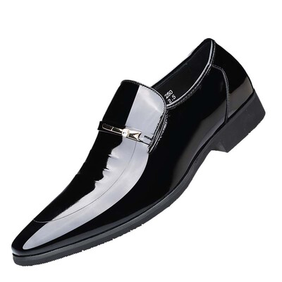 老人头皮鞋男真皮透气亮皮婚鞋子