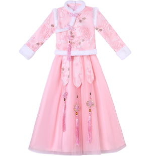 女童汉服冬装2026新款儿童古装国风唐装秋冬季女孩连衣裙裙子冬款