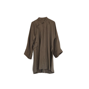 大拙自带光泽感铜氨丝立领斜襟盘扣宽松款复古风衬衫231030