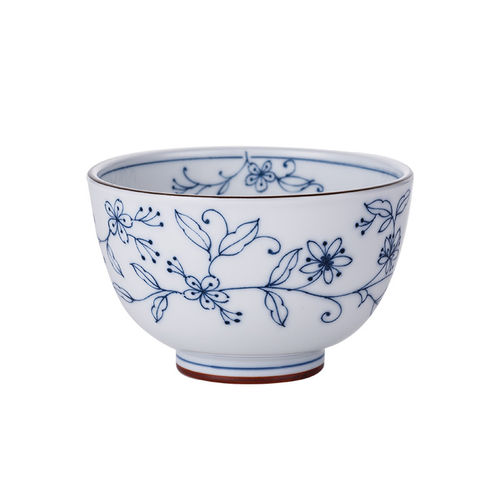 日本进口线唐草碗盘子陶瓷碗日式饭碗面碗家用釉下彩餐具汤碗餐盘