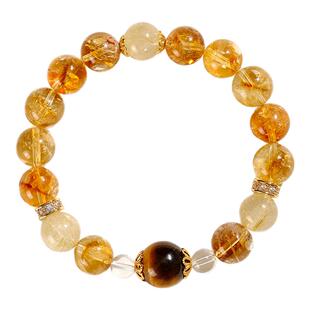 普陀山的祝福招财天然黄塔晶金发晶串珠水晶手链小众高级感黄虎眼