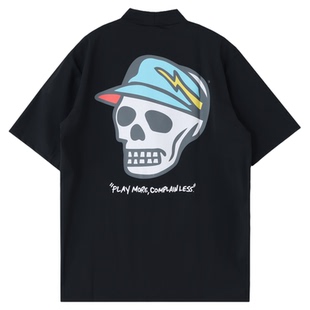 DEVEREUX GOLF 高尔夫球服男短袖T恤美式骷髅印花宽松休闲运动T恤