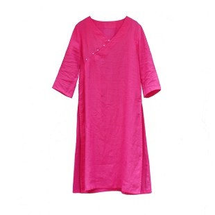 念江南改良版旗袍禅服女夏苎麻宽松禅意女装中式茶服连衣裙中长款
