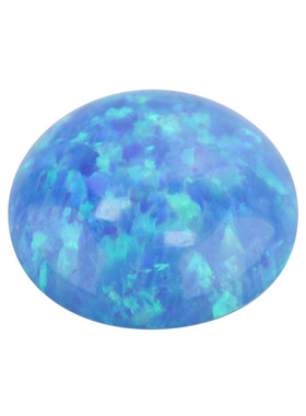 天蓝色人造欧泊石OPAL 圆形平底素面多彩欧珀澳宝戒面裸石OP06