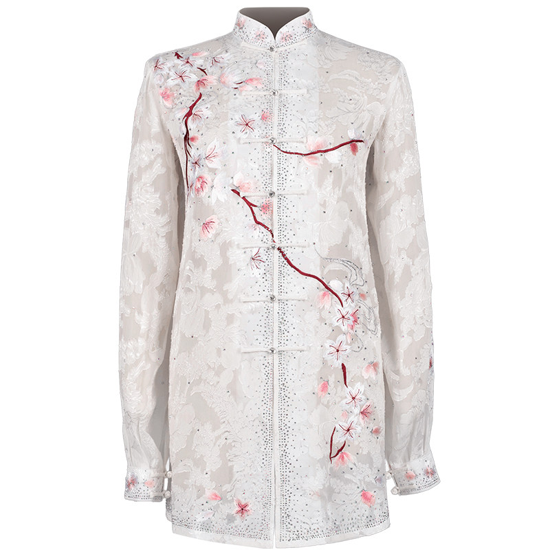 大业亨通镂空提花真丝太极服装女