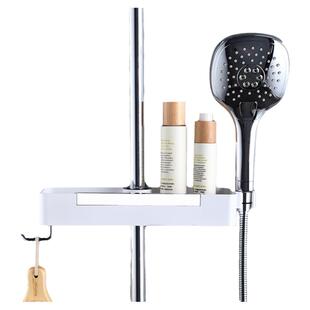 卫生间花洒升降杆置物架浴室淋浴免打孔支架托盘洗澡沐浴露收纳架