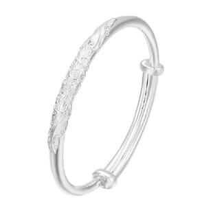 臻汇银足银999牡丹花银手镯女纯银镯子新中式繁花手镯生日礼物