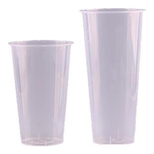 90口径高透注塑杯700ml/500ml 奶茶杯商用一次性带盖塑料冷饮杯子