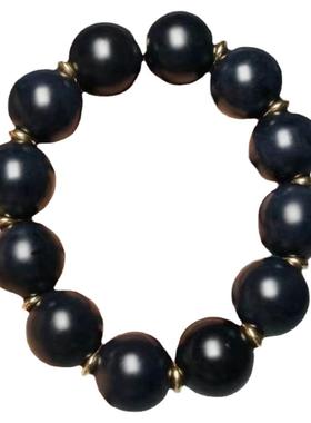 天然水晶黑玛瑙手链男士原石黑色