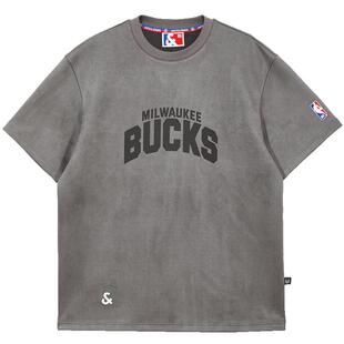 【NBA联名】杰克琼斯男装2026年春季新雄鹿队篮球字母刺绣短袖T恤