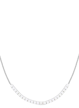 S925纯银碎银方块项链女款轻奢