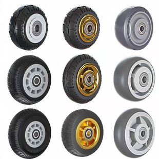 万向轮推车拖车轮子345寸橡胶轮板车小推车静音脚轮滑轮承重重型