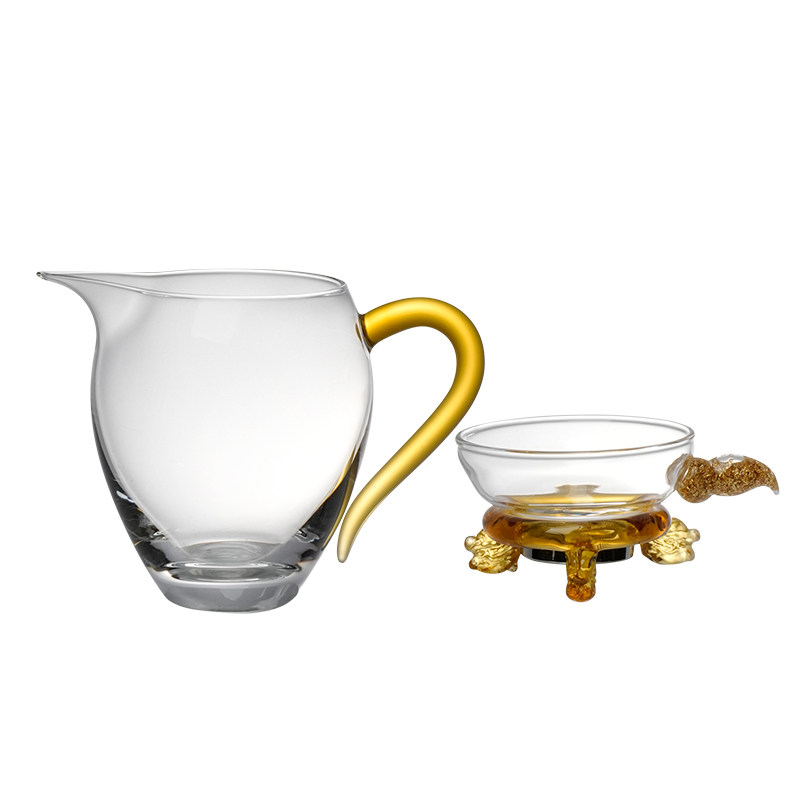 公道杯玻璃茶具分茶器带茶滤一体泡茶杯高端公杯茶海茶漏套装日式