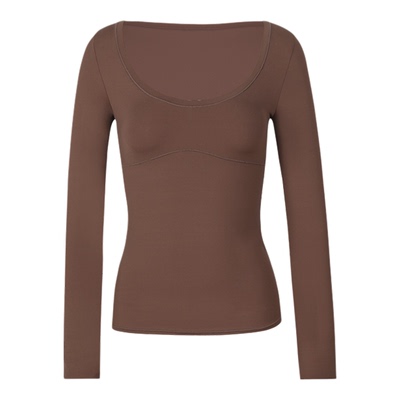 ITSNIKAR 裸感显瘦U领毛针织衫女初秋弹力修身打底衫气质长袖上衣