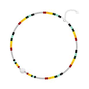 925纯银彩串笑脸项链女多巴胺穿搭百搭锁骨链2025年爆款百搭颈链