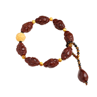 玉化包浆橄榄核手持原籽雕刻弥勒佛念珠文玩手把件男女款配饰手串