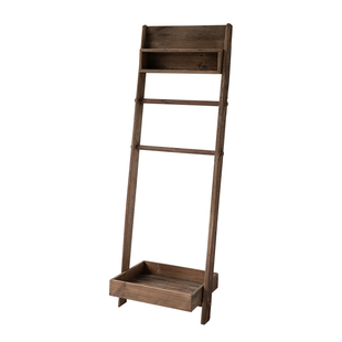 润家家居实木松木衣帽架简易落地靠墙木质挂衣架玄关斜靠收纳层架