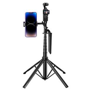 适用大疆pocket3/4运动相机支架双机位手机手持落地vlog拍摄直播拍视频自拍延长自拍杆四脚架