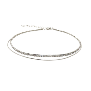 轻奢双层闪钻choker项链小众设计感镶钻锁骨链简约精致百搭蛇骨链