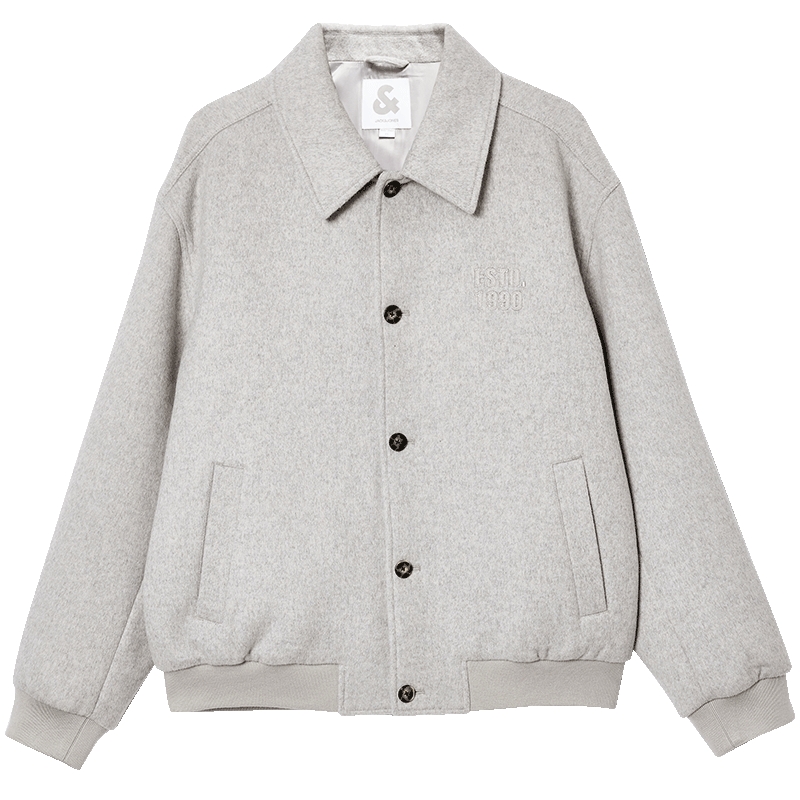 杰克琼斯男装质感羊髦秋季新款羊毛混纺经典简约翻领毛呢大衣外套