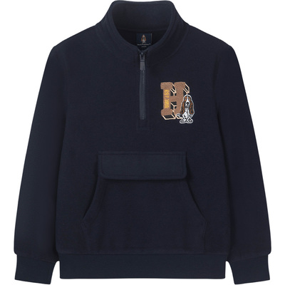 暇步士儿童半拉链摇粒绒卫衣休闲