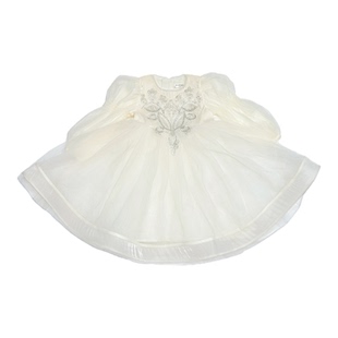 女童连衣裙秋冬2025新款小女孩生日礼服白色公主裙加绒儿童蓬蓬裙