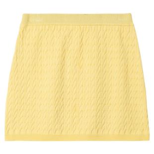 KEIKO[抗起球细针] 柠檬黄扭花针织半身裙26早春弹力高腰包臀短裙