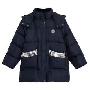 POLOWALK童装秋冬新品连帽中长款女童羽绒服时尚休闲保暖外套