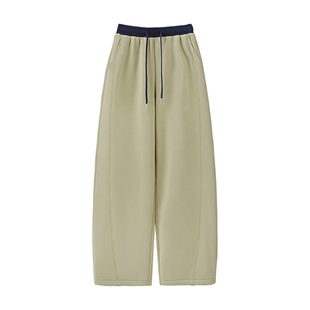 SEAWHEN海维恩阔腿裤女冬新款撞色松紧腰宽松显瘦加绒加厚休闲裤