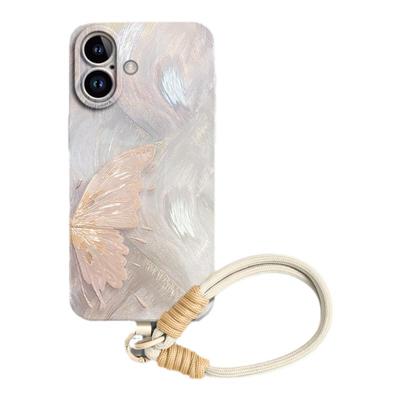 鎏金蝴蝶带防丢手绳液态硅胶壳