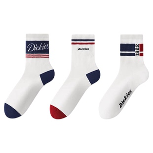 Dickies袜子男款2026新款纯棉运动防臭白色青少年男生中筒袜冬季