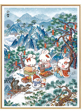 进口埃及纯棉绣线兔子十字绣新款