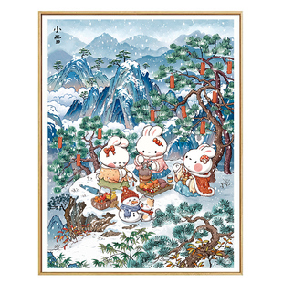 小雪兔十字绣2026新款客厅高级感围炉听雪小件卧室二十四节气刺绣