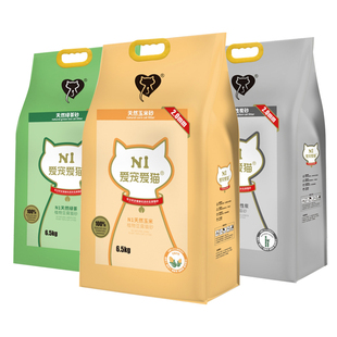 N1爱宠爱猫纯豆腐猫砂植物无尘除臭易结团不粘底瞬吸6.5kg*3包