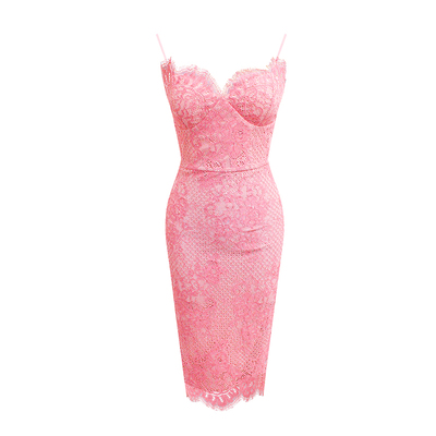 蕾丝裙气质收腰吊带连衣裙