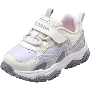 牧童女童鞋子儿童运动鞋2025秋冬新款男童轻便减震皮面加绒休闲鞋