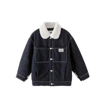 男童夹棉牛仔外套2025冬装新款儿童男孩加厚保暖秋冬款棉服棉衣