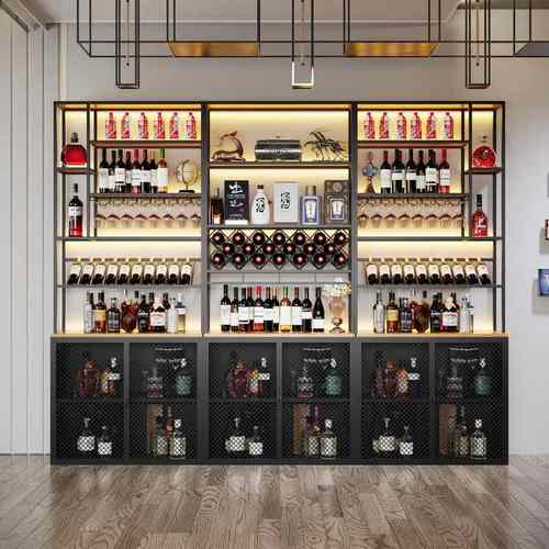 红酒柜展示架置物架展示柜酒吧餐厅创意靠墙落地式铁艺葡萄酒架子