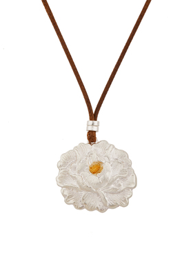 顺庆银楼足银9999丹华珮套链女纯牡丹造型新中式复古项链送礼物