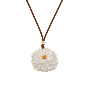 顺庆银楼足银9999丹华珮套链女纯牡丹造型新中式复古项链送礼物