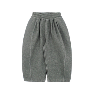 大耳象女童纯色折线休闲裤2026春季新款宝儿百搭宽松弯刀长裤子