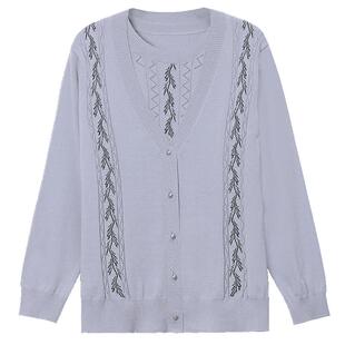 中年妈妈春装休闲运动服套装2025新款中老年女春秋洋气针织两件套