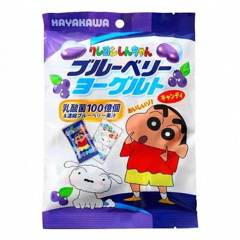 日本进口早川制果Hayakawa蜡笔小新蓝莓味爱心水果硬糖儿童糖果