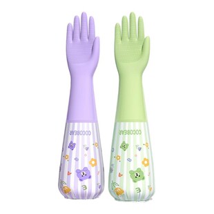 冬季加绒洗碗手套家务女厨房耐用加厚防水洗衣服清洁刷碗加长钢丝