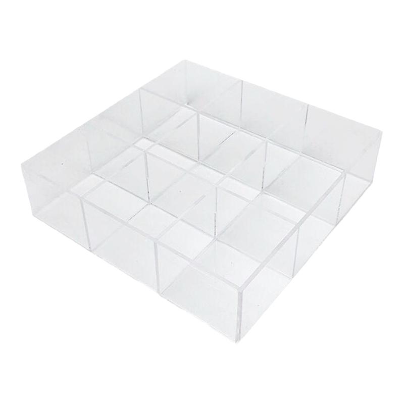 亚克力收纳盒透明格子展示盒九宫格印章珠子分格盘耳钉饰品盒带盖