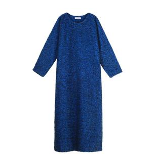 极简加厚保暖羊毛圈圈袍子连衣裙原创欧美范儿宽松显瘦长裙外套冬