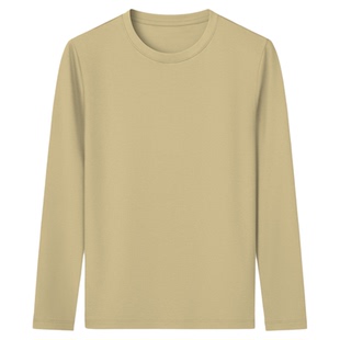 2025新款男士长袖T恤圆领纯色打底衫男装上衣春秋款纯棉液氨体恤