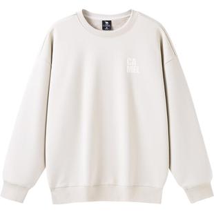 骆驼男装圆领卫衣男冬季2025加绒加厚保暖美式复古长袖t恤