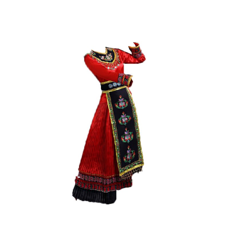 云南瑶族苗族演出服少数民族舞蹈表演服装彝族土家族长款黎族女装